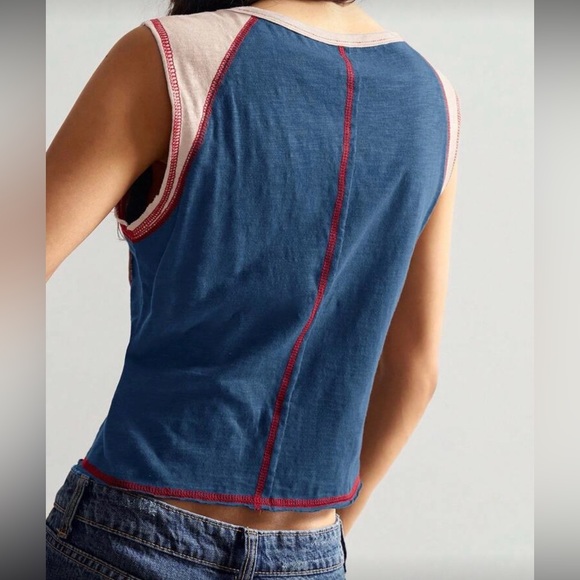 Cherry Love graphic tee short sleeve Women's Blue and Cream Top - Picture 2 of 2